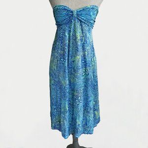 Womens Tropical Floral Blue Sundress XS Blue Ginger